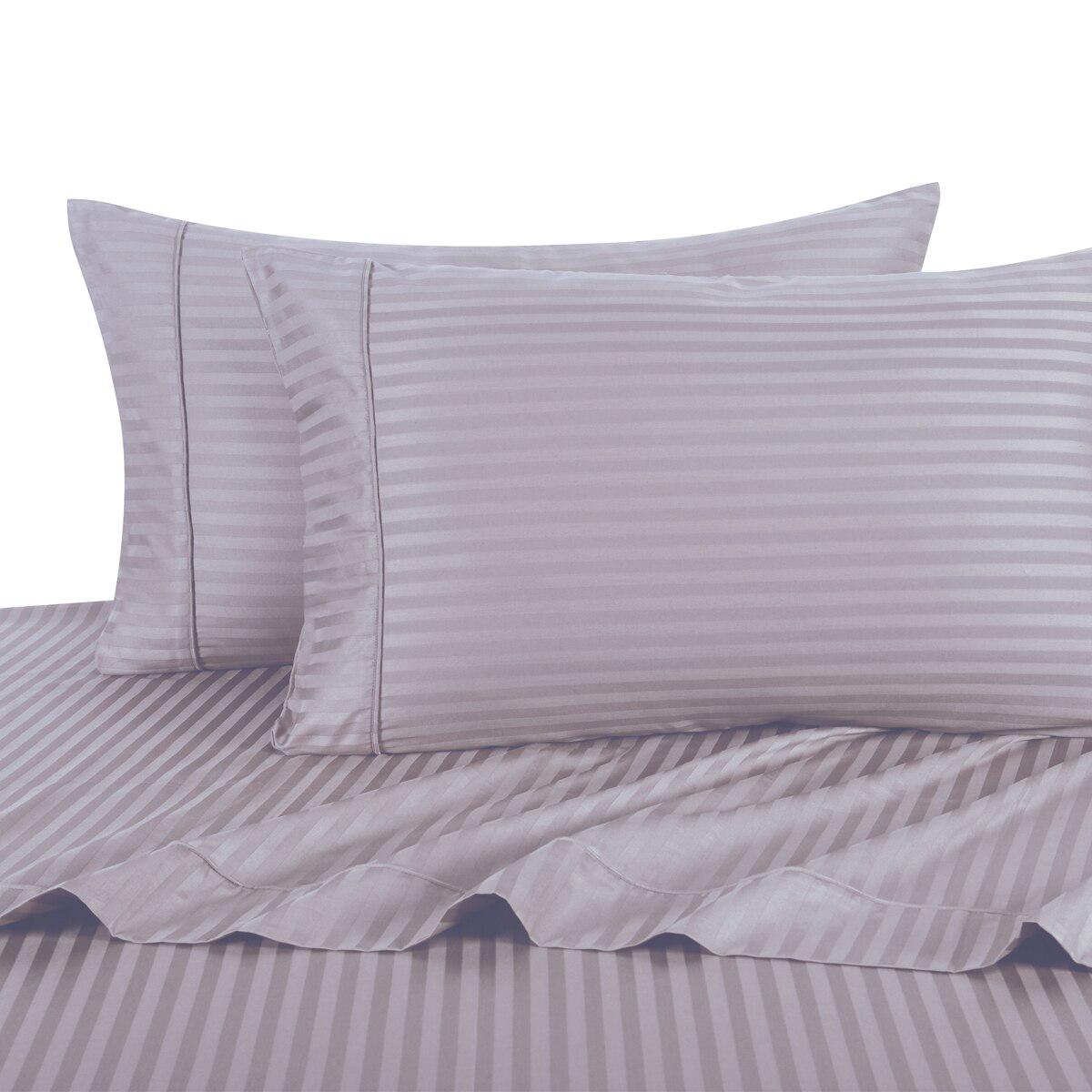 Damask Striped 600 Thread Count Sheet Set - California King / Lilac