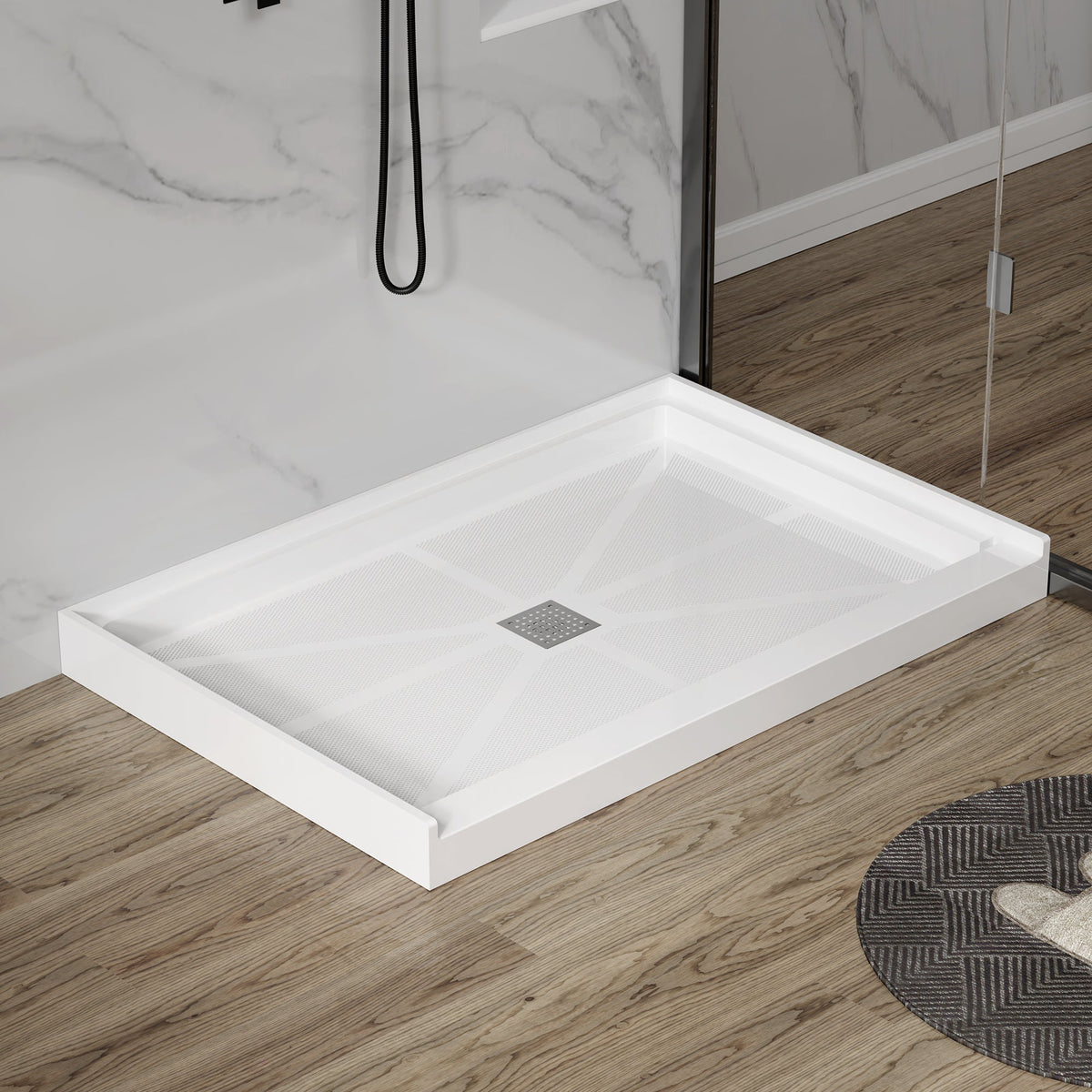 SLYDO Single Threshold Shower Base | Rigid Shower Pan - 48 in. L x 36 in. W