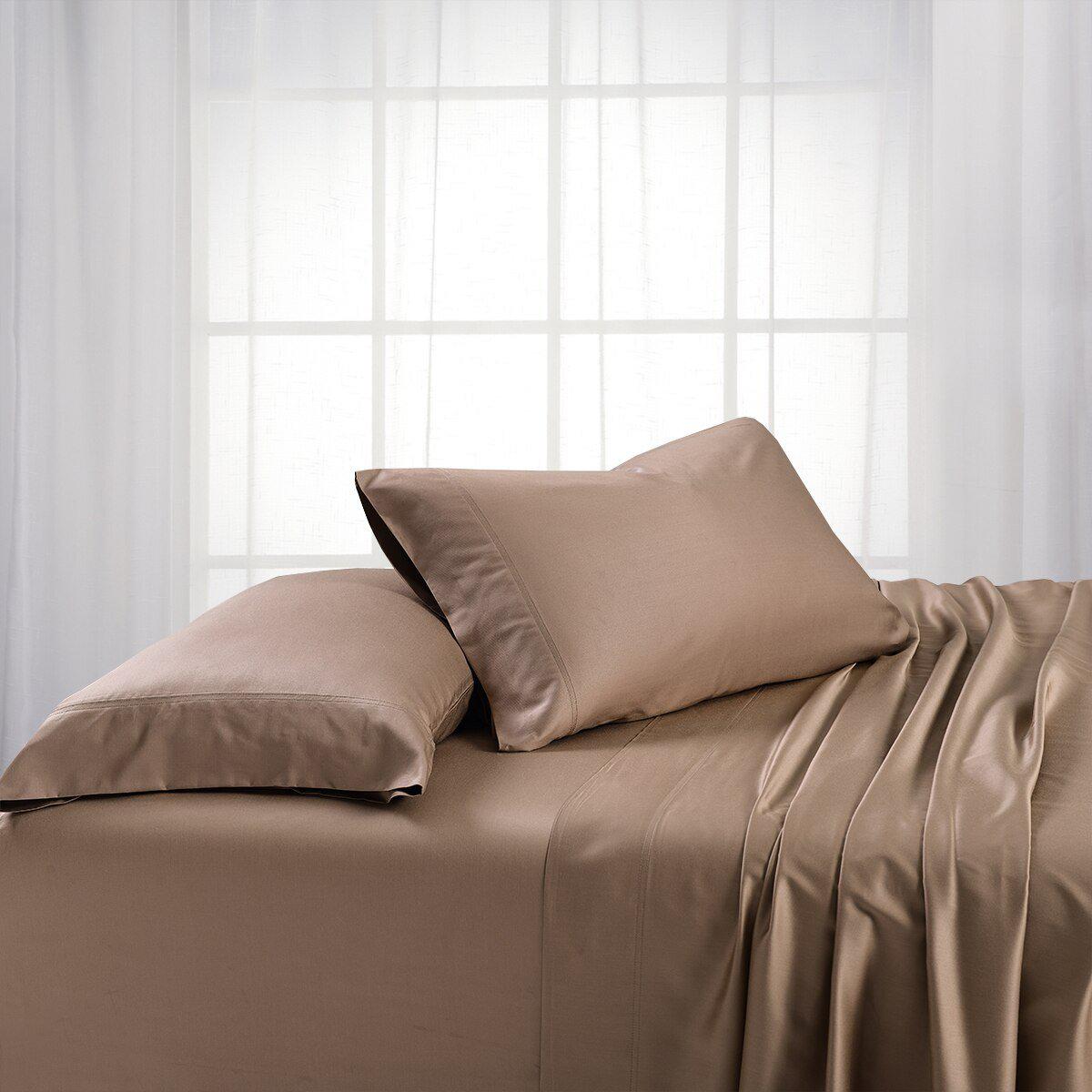 Luxury Heavyweight Bamboo 600 - Top Split Flex King Sheet Set - Taupe