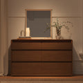 Meloa 47" Wooden Walnut 6-Drawer Dresser with Light and Charging Station