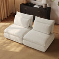 2-Piece Oatmeal Chenille Modular Sectional Sofa with Hidden Storage
