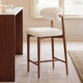 Modern Walnut Boucle Counter Stool with Wooden Legs, 1 Piece