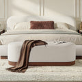 Rivo 59"W Boucle Upholstered Bedroom Bench with Fluted Base