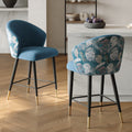 Modern Blue Velvet Counter Stool with Upholstered, 1 Piece
