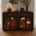 63" Arune Modern Sideboard Wooden Buffet with Storage & Light