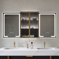 59" Black LED Medicine Cabinet with Center Storage, 3-Color Dimmable & Defogger