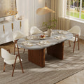 Japandi 63"-79" Oval Extendable Natural Dining Table Butterfly Leaf, Seats 4-6