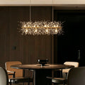 Mid Century Modern 12-Light Crystal Firework Sputnik Kitchen Island Lighting in Gold