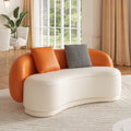 Suncurve 69" Performance Leather Curved Upholstered Sofa with Pillows