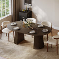 Modern 47"-79" Extendable Smoky Brown Wood Dining Table with Fluted Base, Seats 4-6