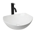 Sigsyl Artistic Vessel Sink | Ceramic Bathroom Vanity Top & Faucet - Irregular / White