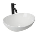 Sigsyl Artistic Vessel Sink | Ceramic Bathroom Vanity Top & Faucet - Oval / White