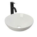 Sigsyl Artistic Vessel Sink | Ceramic Bathroom Vanity Top & Faucet - Round / White
