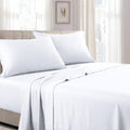 Split Queen Bed Sheet Set - Solid 340 Thread Count - White