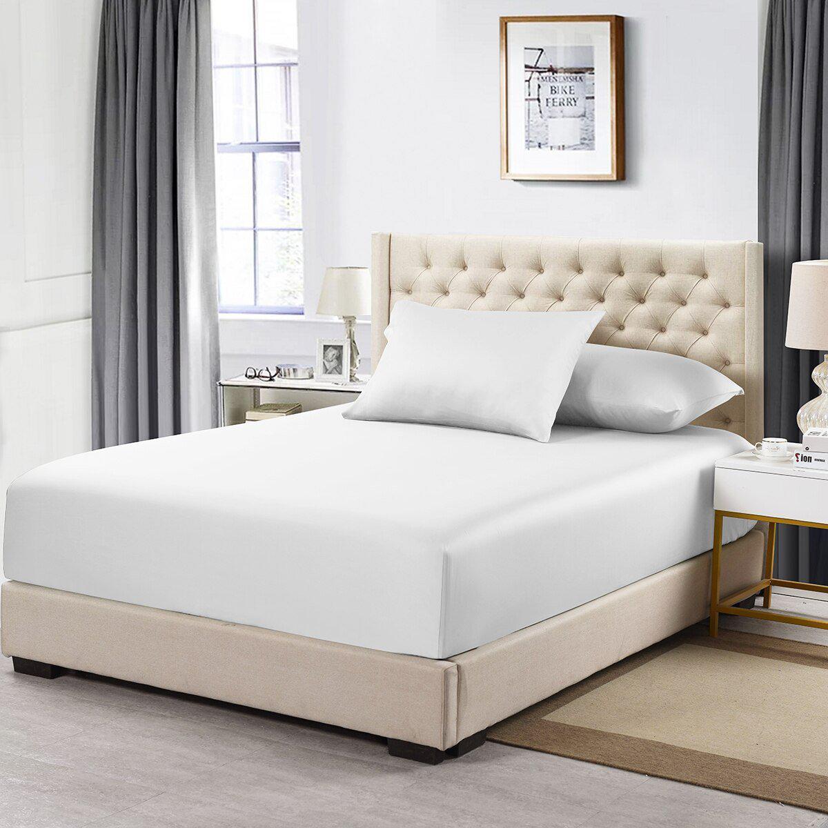Cotton Fitted Sheet Only (11-16 inches) - Solid 600 Thread Count - California King / White